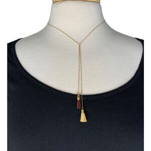 SHIRALEAH New Fringe Delicate Brown Tan Gold-Tone Aerin Necklace NWT